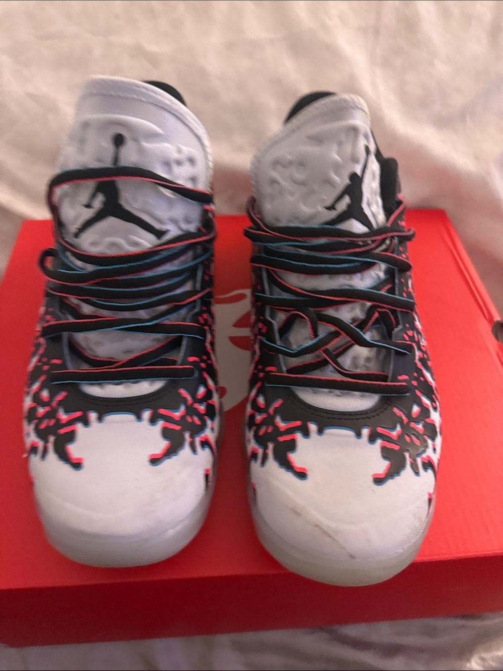 Nike White Basketball Sneakers with Black, Pink and Teal Accents